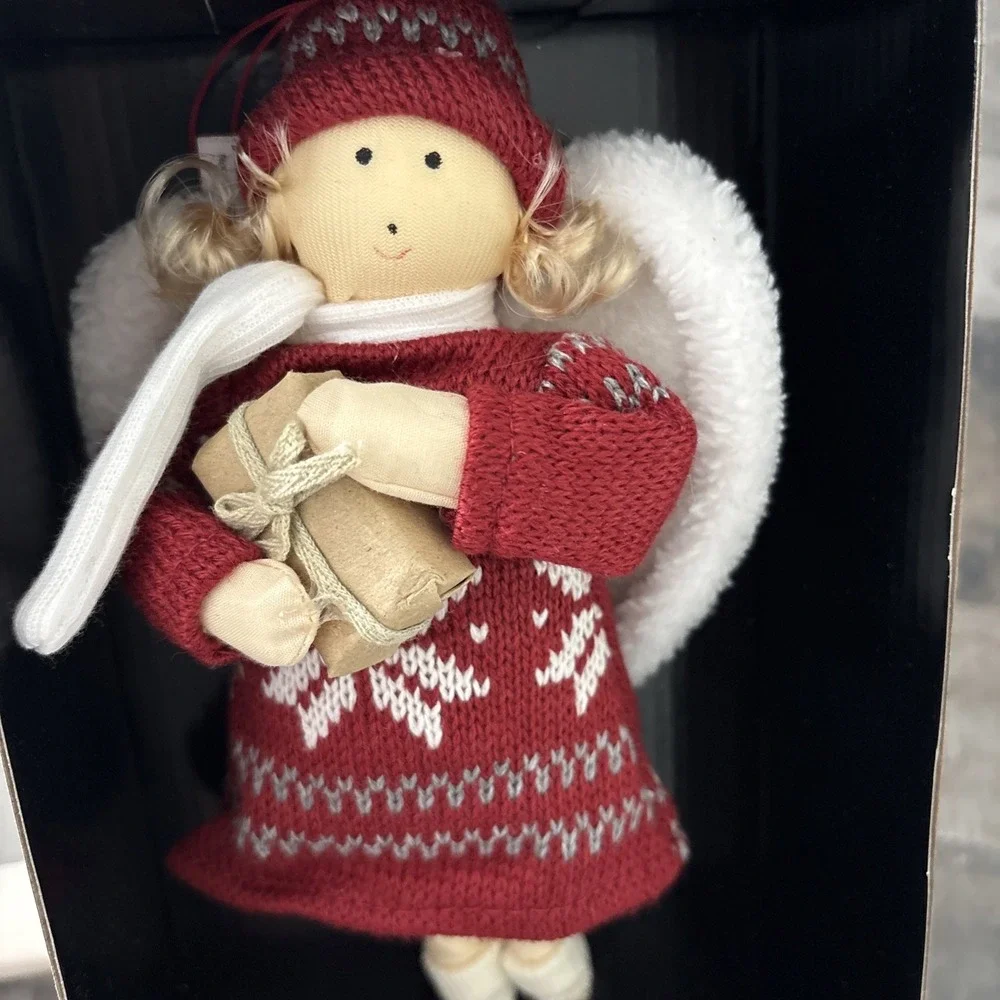 Dillards Trimsetter Angel Doll w Fair Isle Dress Shopping Package Ornament New